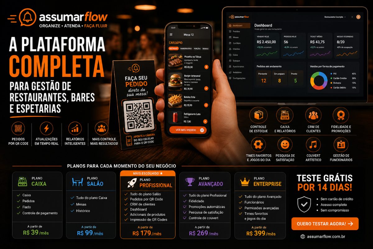 AssumarFlow: A Plataforma Completa para Gestão de Restaurantes, Bares e Espetarias